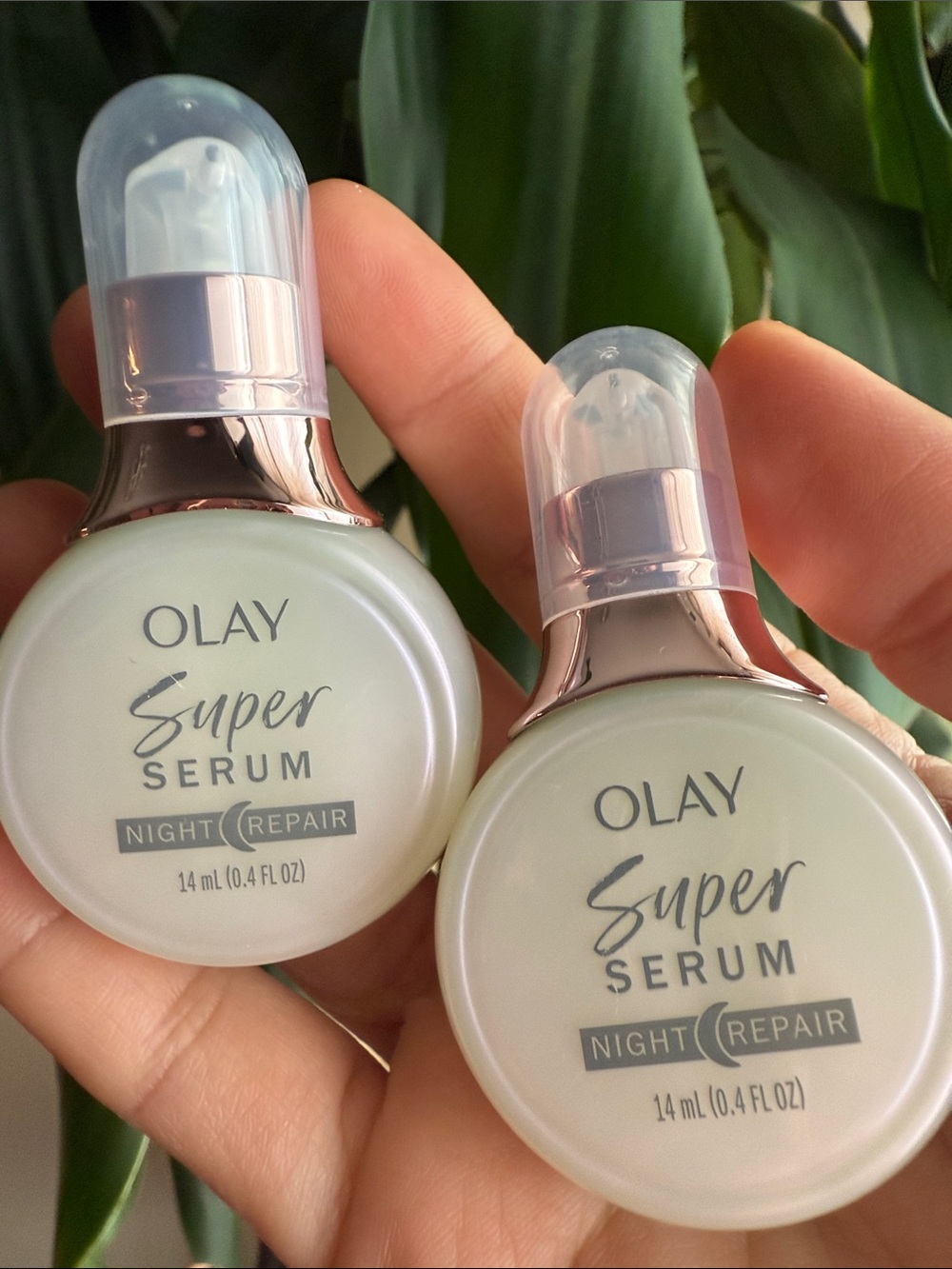 OLAY Super Serum Night Repair - Mint Green Bottles with Rose Gold Caps
